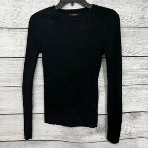 Halogen Black Ribbed Long Sleeve Top, Size XS